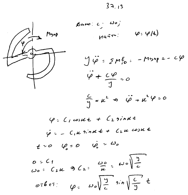 Мещерский 37.13 - Теорема об изменении главного момента количеств движения, дифференциальное уравнение вращения твердого тела