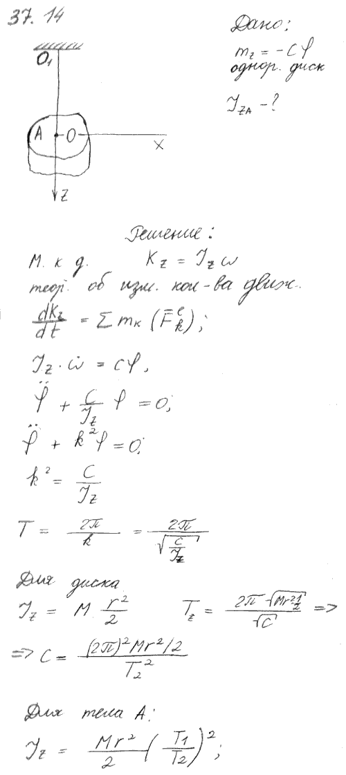 Мещерский 37.14 - Теорема об изменении главного момента количеств движения, дифференциальное уравнение вращения твердого тела